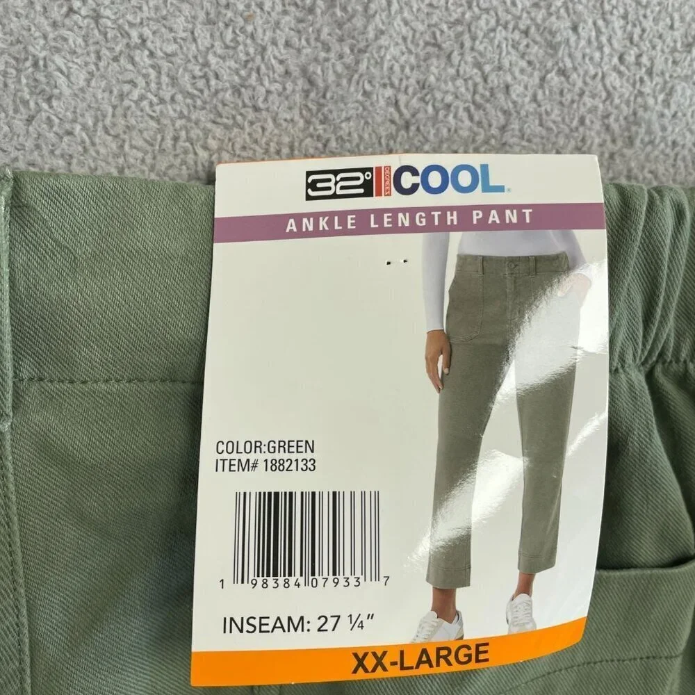 NEW 32 Degrees Cool Women's XXL Ankle Length Pants Green Cotton Blend